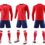 D7205# Long-sleeved football uniform suit - red